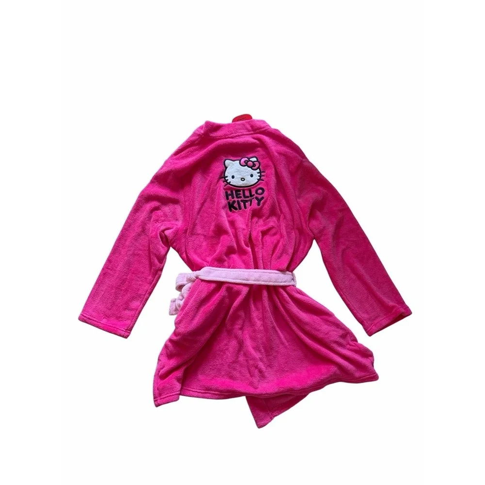 New Sanrio hello Kitty Hot pink Embroidered Back pockets belted‎ tie robe 2XL